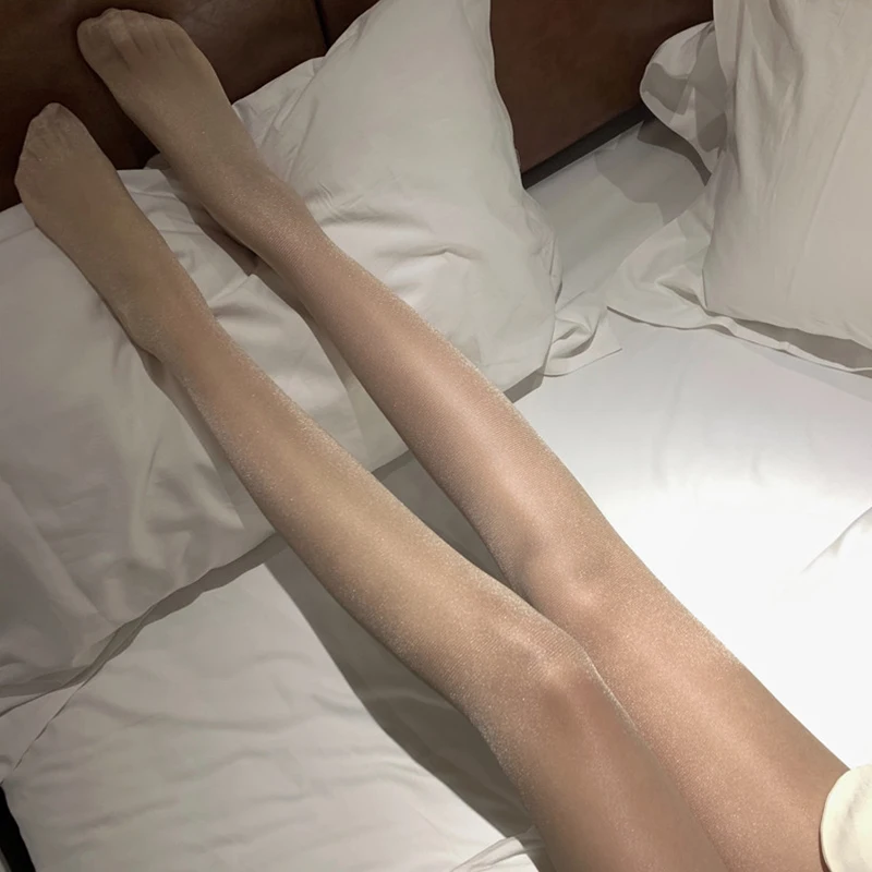 Sexy Shiny Thread Tights Women's Base Layer Thin Tight Elastic Fashionable Outerwear Slimming Footless Pantyhose