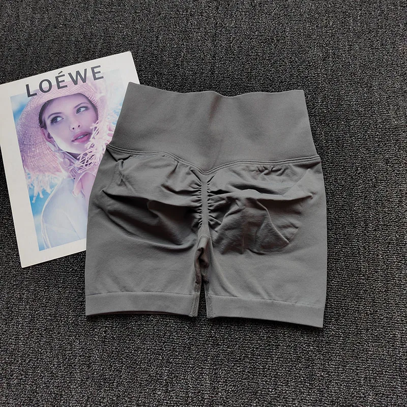 Pfirsichfarbene Fitness-Shorts für Damen, Sport-Shorts zur Po-Hebung, Yoga-Shorts für die Hüften, hochtaillierte, hochelastische Leggings, Outdoor-Anzug – Detail 12