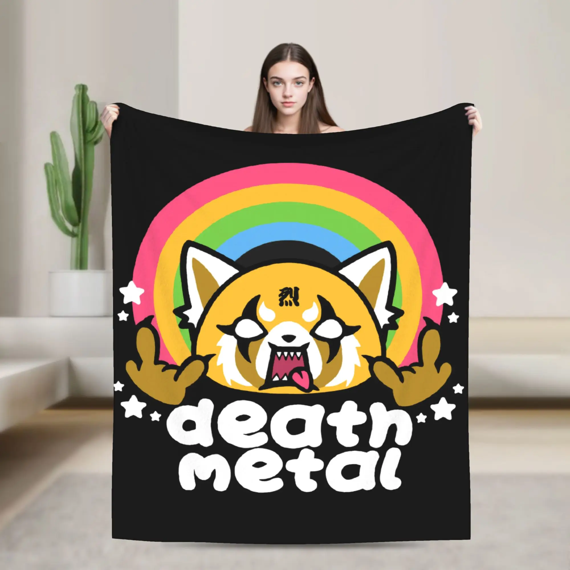 Death Metal Aggretsuko Retsuko Blankets Flannel Summer Air Conditioning Multifunction Soft Throw Blanket for Bedding Couch Quilt