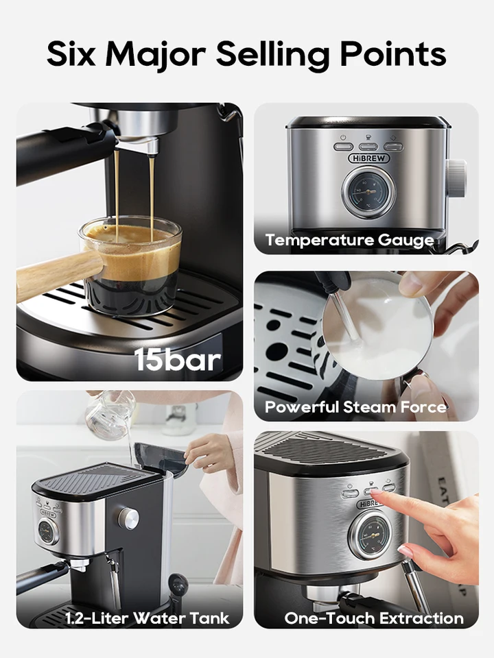 HiBREW エスプレッソコーヒーマシン カフェテラ セミオートマティック
