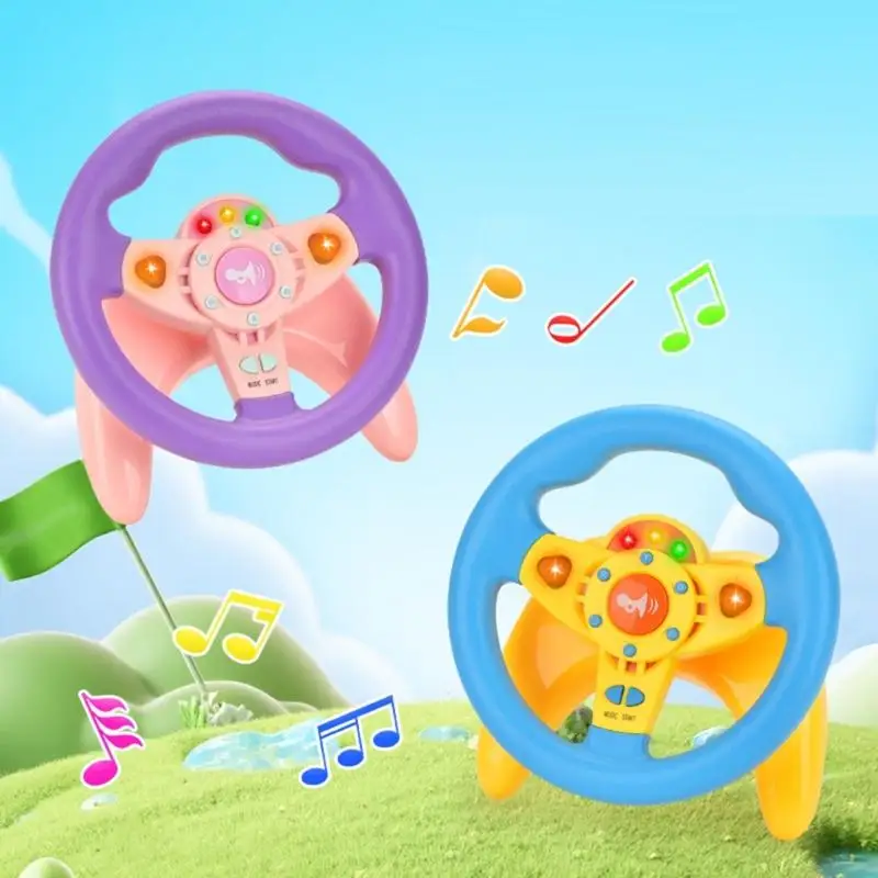 لعبة عجلة القيادة التفاعلية بإضاءة LED والموسيقى للأطفال مع لعبة تعليمية لمحاكاة القيادة الواقعية وتأثير الصوت A2UB