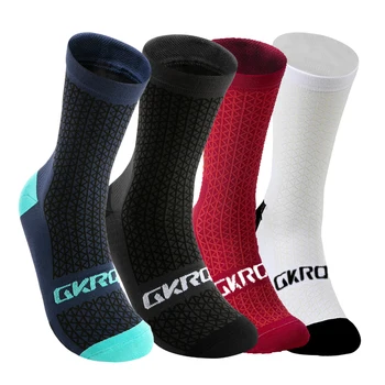 GKRQ 4pairs 2023 New Cycling Socks Bike Nurse Compression Road Bike Running Mtb Knee-high White Sports Funny Brand Black