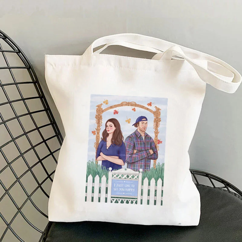 2022 Shopper Gilmore Girls borsa Tote stampata di luca donna Harajuku Shopper borsa a spalla borsa Shopping borsa da donna in tela