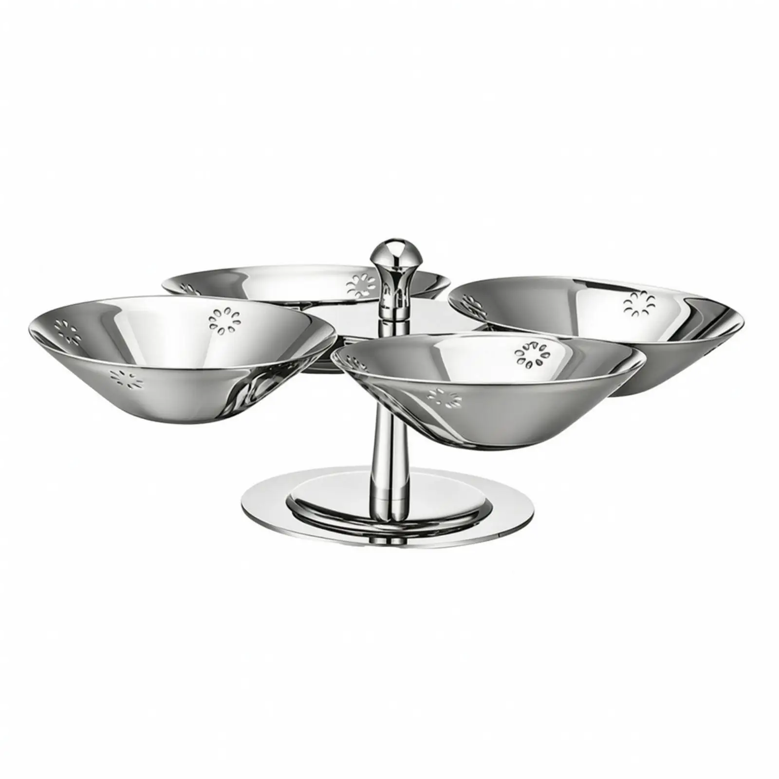 Rotatable Stainless Steel Dessert Bowl Stand Spinning Sweet Holder for Nuts Cookies Ice Cream Buffet Presentation