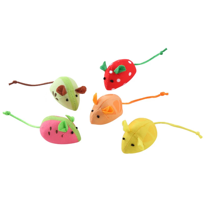 Cat Mice Toy Plush Catnip-Filled Mice Toys for Indoor Cats Interactive Cat Toy Kitten Play Toy Fruit-Shaped Mice Cat Toy