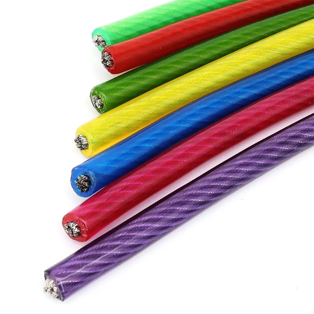 PVC Coated 304 Stainless Steel Wire Rope 1-6mm 5-100M 4 Colors: Black/Red/Blue/Green for Rigging Suspension Clothesline