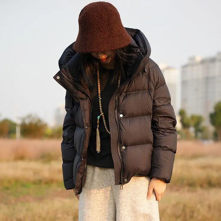 

Ultra Soft Du down Puffer Jaet Women Loose Thi ort Bread Sle Cloudy Fce Warm Straight Korean Version Commute Wind