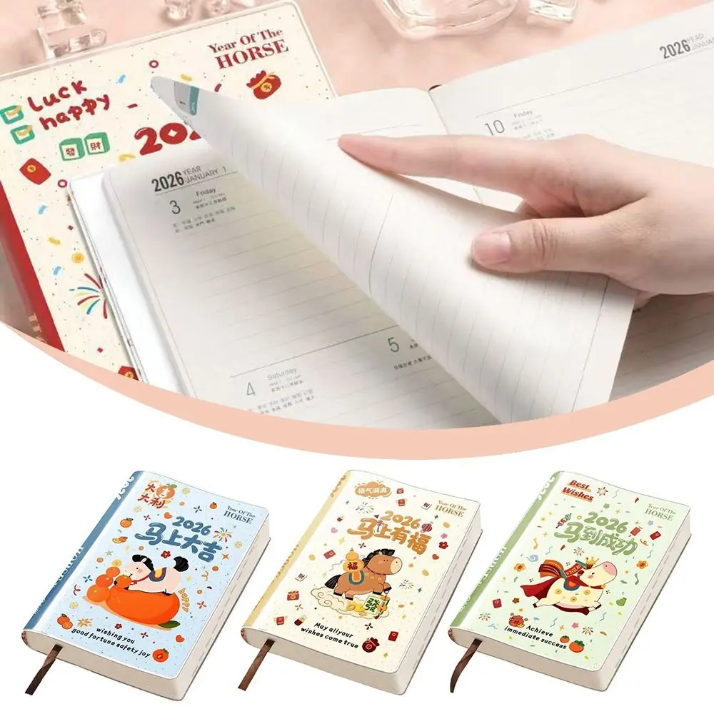 Blessing Horse 2026 A5 Notebooks Thick Pages Portable Schedule Book Time Efficiency Manual To Do List Notepad Students