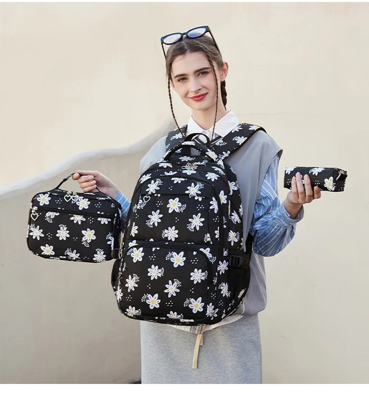 

Рюкзак для девочек из 3 предметов, школьный детский рюкзак для девочек с ланч-бокс, пенал, набор для девочек-подростков, сумка для книг для начальной школы