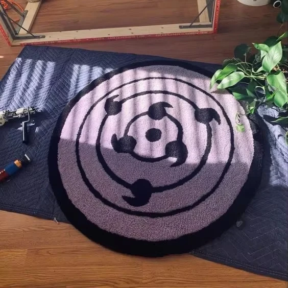 Hot Naruto Rinnegan Area Rug Iconic Samsara Eye Symbol Non-Slip Anime Decor Game Rooms/bedrooms Soft Mat Ninja Series Fans Gifts