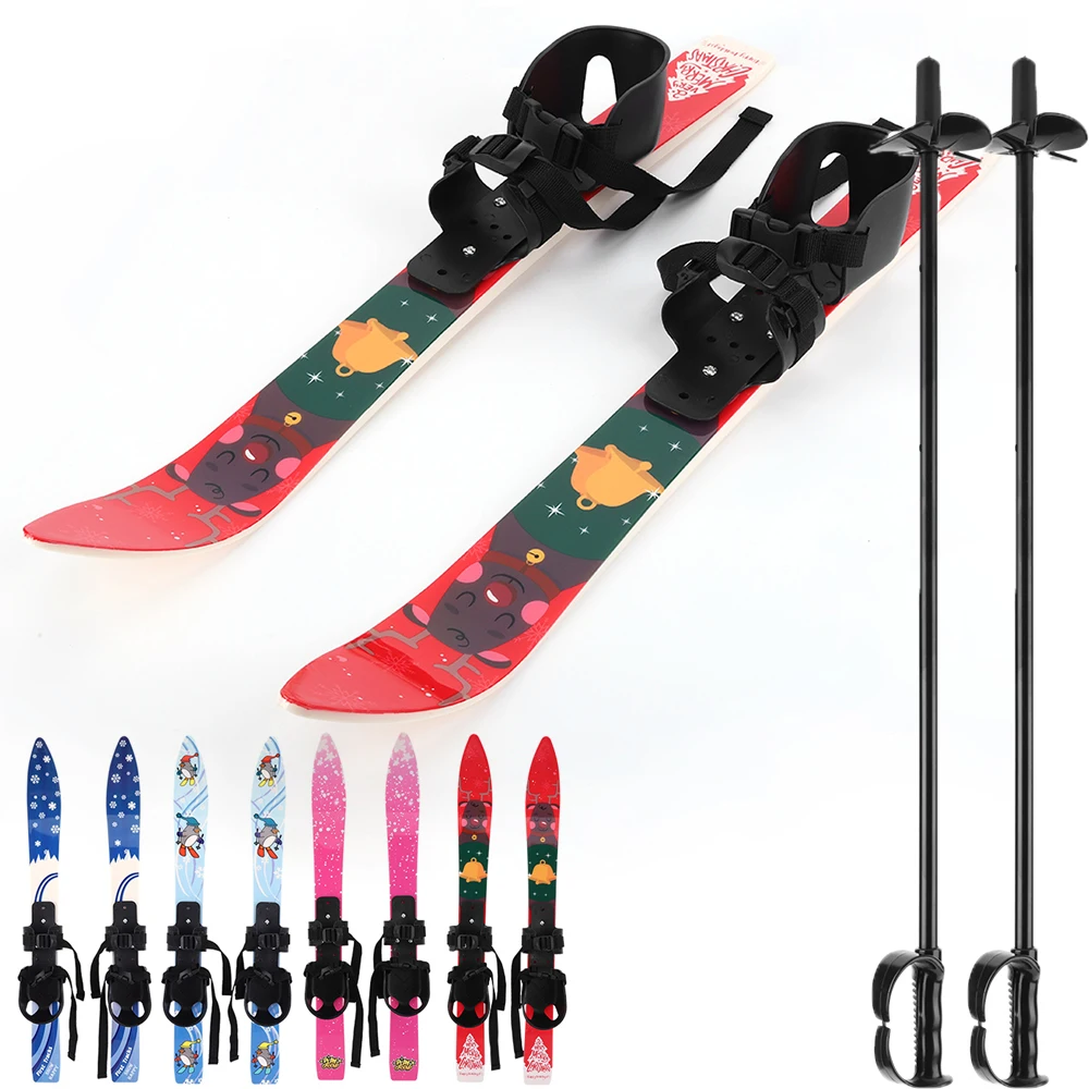 Winter Sports Skiing Cross Country Backyard Ski Set Snow Skis Winter Sports Ski Board with Ski Poles for Kids Beginners Age 3-8