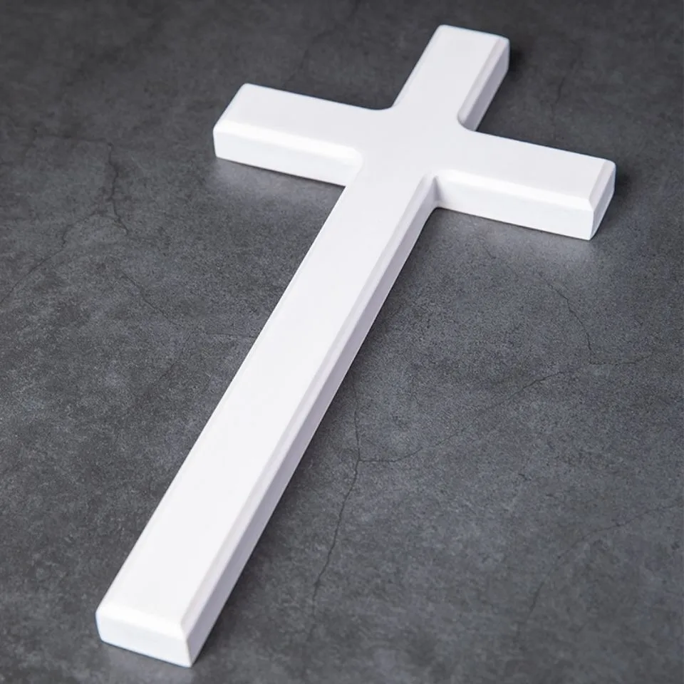 Wandkreuz aus Holz für Heimdekoration, Holzkreuze für die Wand, christliches Wandkreuz, dekoratives Wandkreuz, weißes Jesus Christus, Kirche – Detail 11
