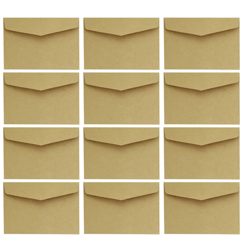 

100 шт. мини-конвертов из крафт-бумаги в винтажном стиле, устойчивые к разрывам, легкие, для записок, писем, открыток, подарочных карт