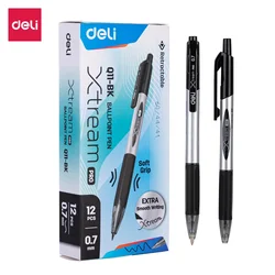 Deli 12pcs High Quality 0.7mm Ballpoint Pen Black Blue Ink Portable Signature Pen  Writing Tool For School Office Supplies