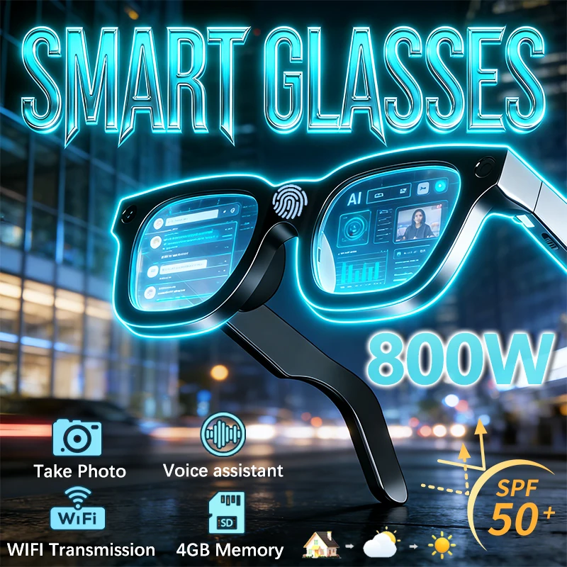 

2026 New AI Smart Glasses HD Photo Video Touch Photochromic Lenses Record Translation Al Interaction BT Call Music Smart Glasses