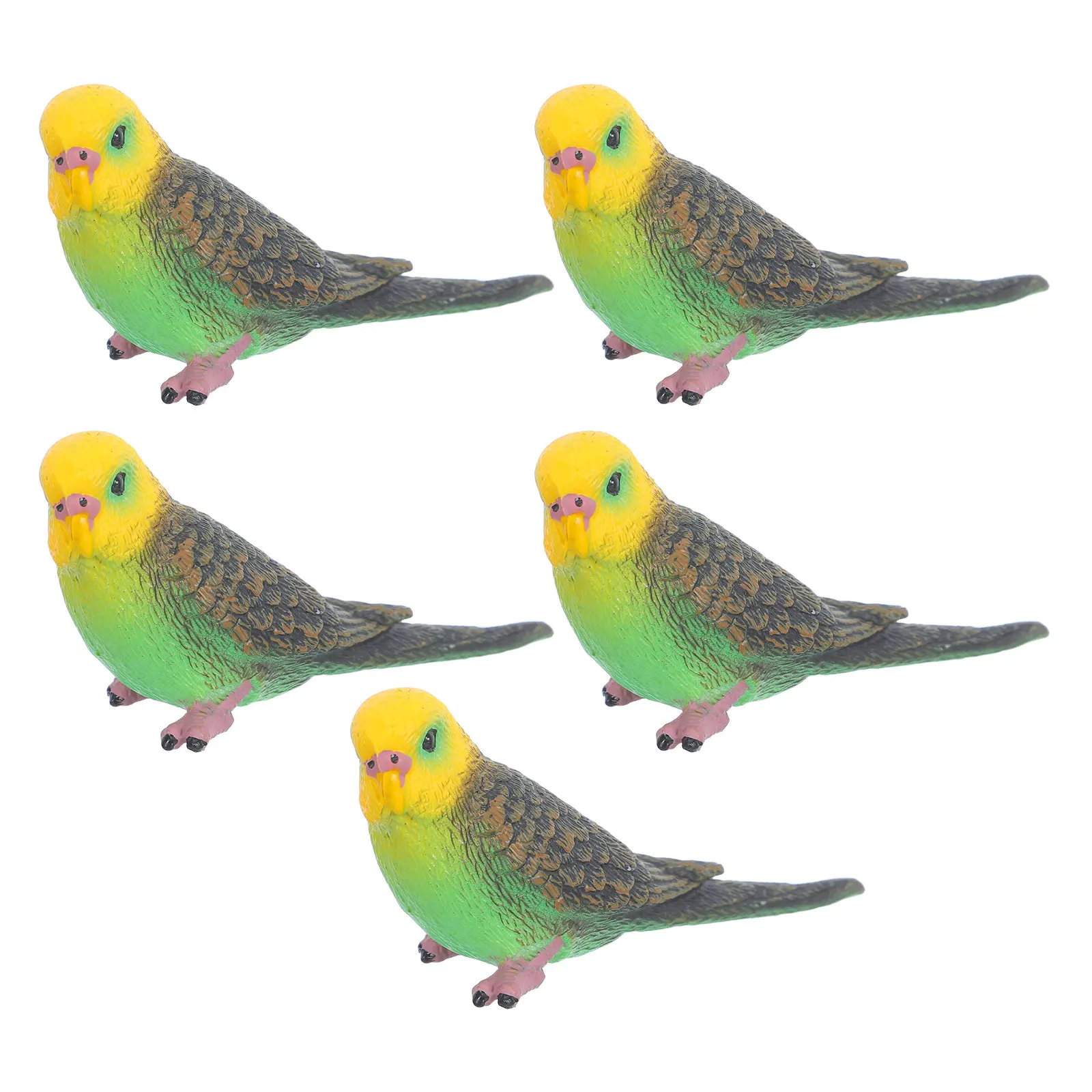 5pcs Realistic Bird Figurines for Crafts & Home Decor – Parrot Statues, Artificial Birds Decoration