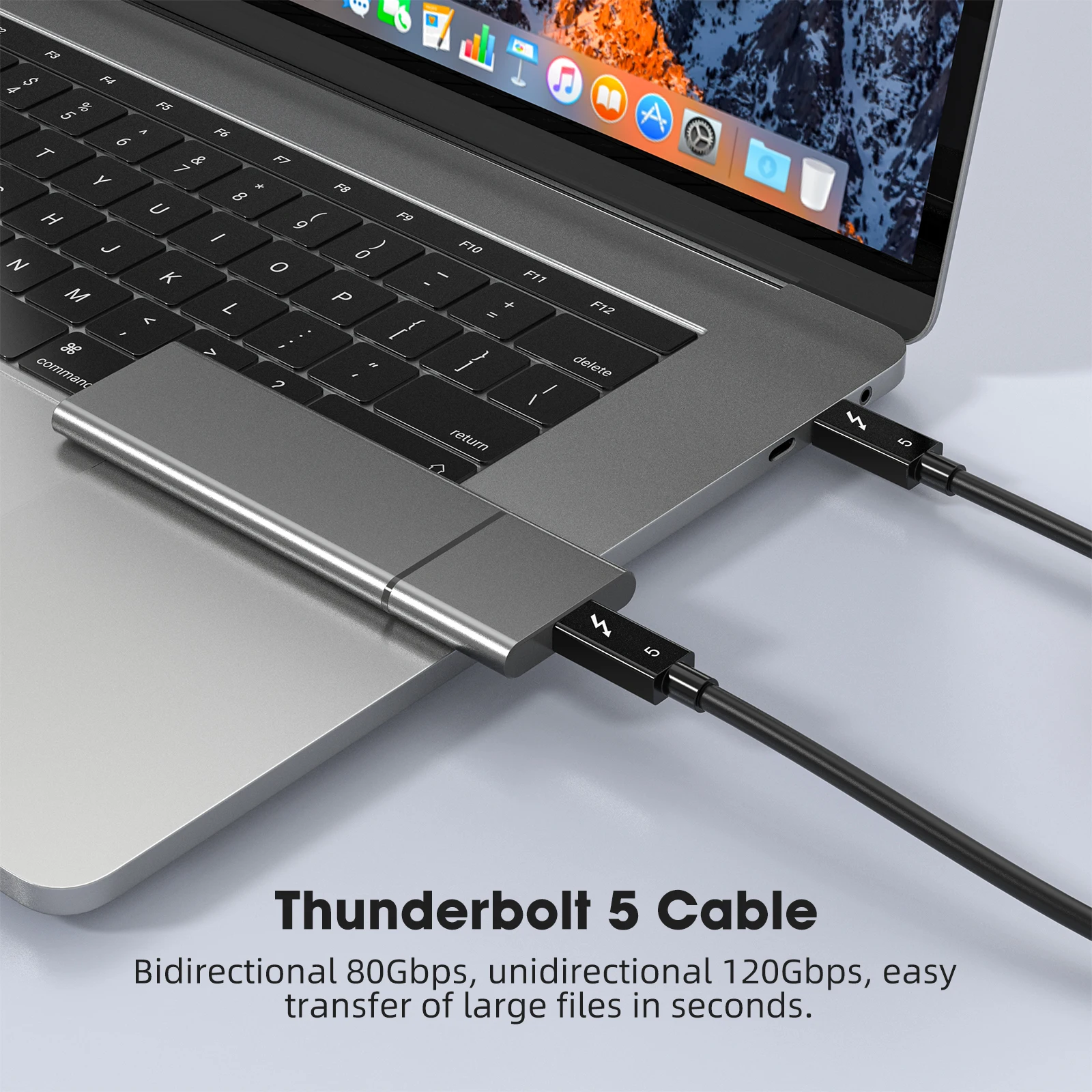 Thunderbolt 5 Cable16K@30Hz PD 240W120Gbps Optical Transmission Silver-Plated Wire Core - High-Speed Connectivity for Advanced