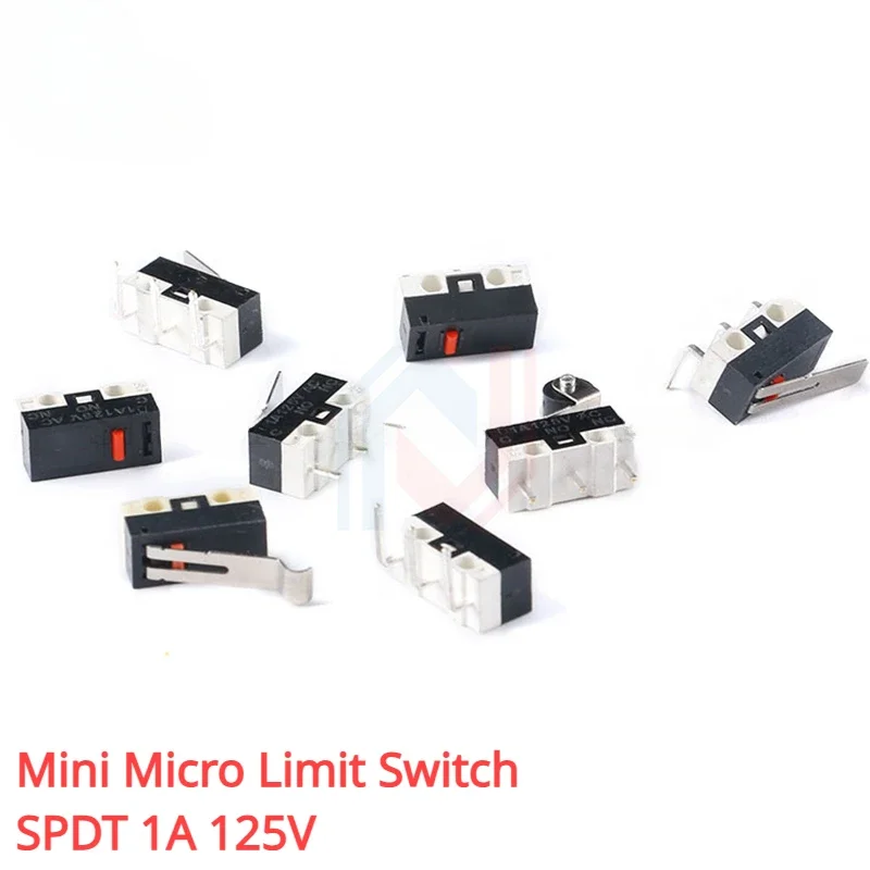 10Pcs Mini Micro Limit Switch NO NC 3 Pins PCB Terminals SPDT 1A 125V Roller Arc lever Snap Action Push Microswitches