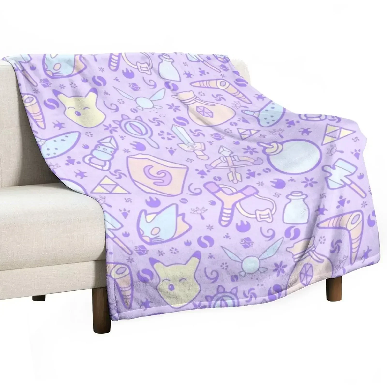 Zelda Doodlez (Purple Pastel ver.) Throw Blanket Summer Soft Plush Plaid Quilt Blankets