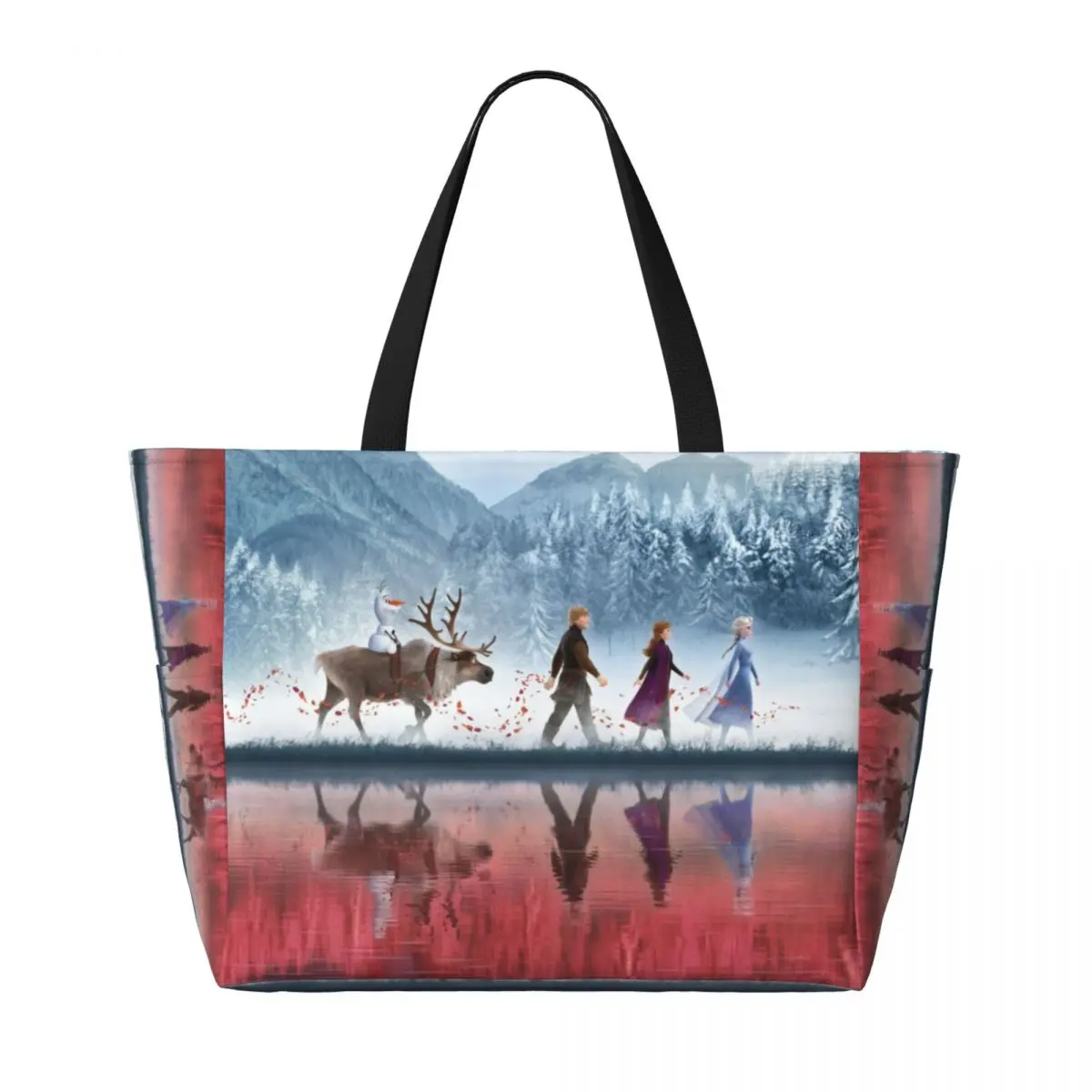 Custom Animated Movie Frozen Travel Tote Bag Women Large Capacity Elsa Anna Princess Grocery Shoulder Shopping Bags