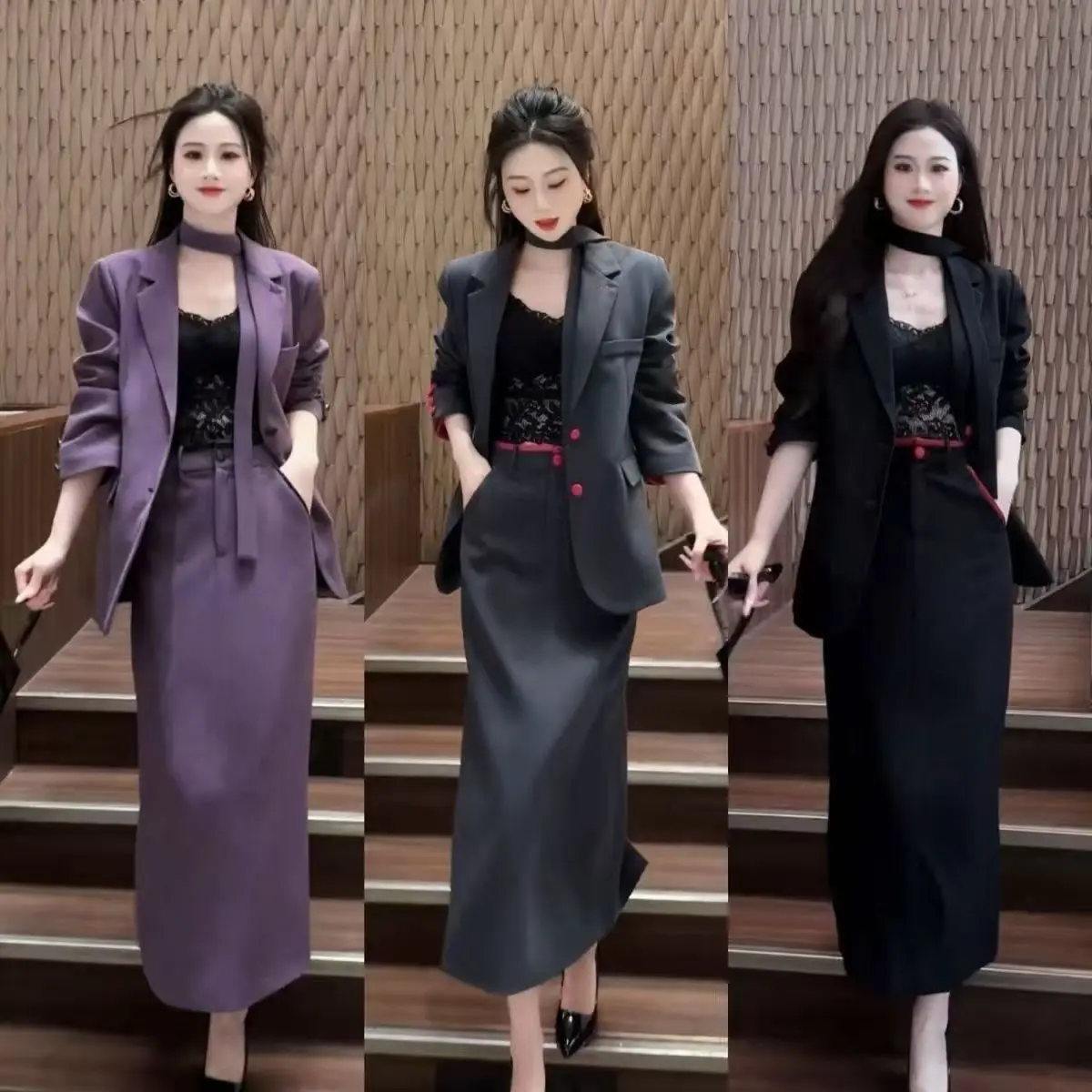 Элегантный и модный женский костюм на весну и осень, новый стиль, пиджак с высокой талией, полуюбка, комплект из двух предметов