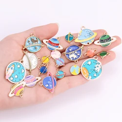 20Pcs/lot Mix Enamel Saturn Planet Charms Pendants for Necklace Earrings DIY Handmade Jewelry Making Craft Accessories Wholesale