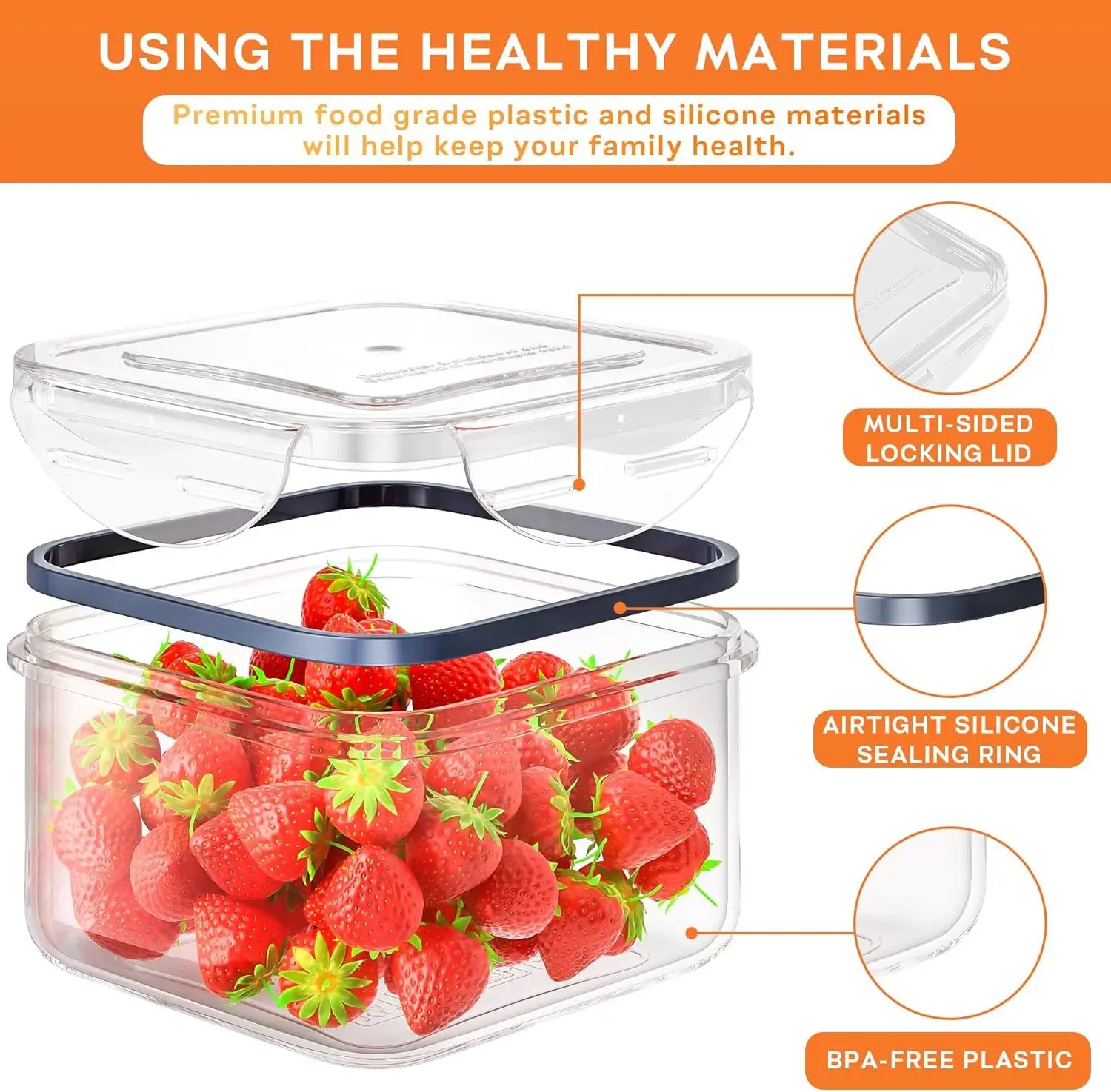 40 PCS Food Storage Containers with Lids Airtight (20 Containers & 20 Lids), Plastic Storage Meal Prep Container-Stackable