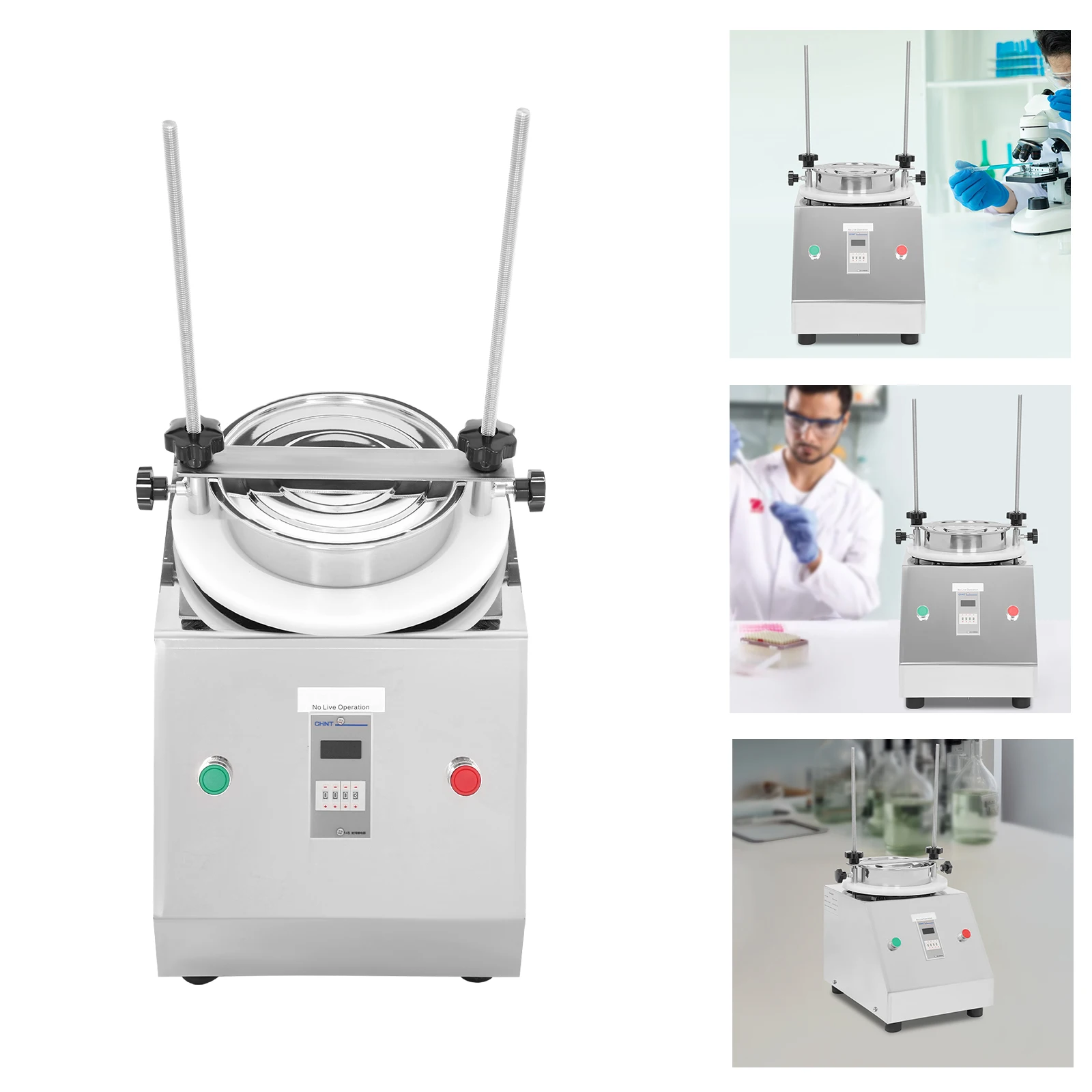 

304 Stainless Steel Sieve Shaker,110V Silver Vibrating Sieve Machine Corded Electric Suitable Sieves 200mm for Laboratories