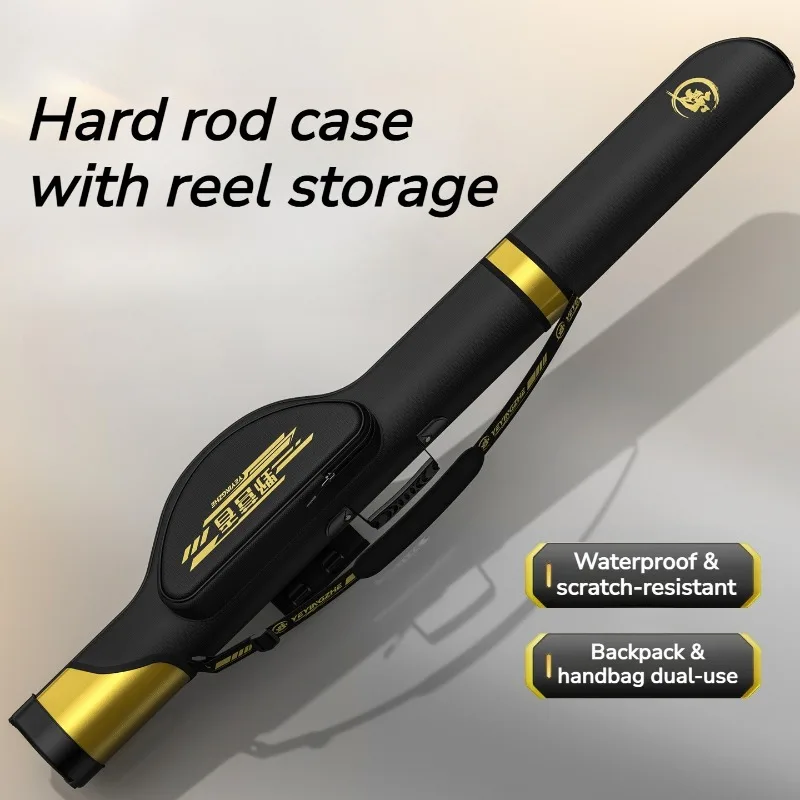 Multi-layered Hard Rod Case Thickened Waterproof Wear-resistant One-shoulder Portable Bulge Rod Box Premium Fishing Equipment