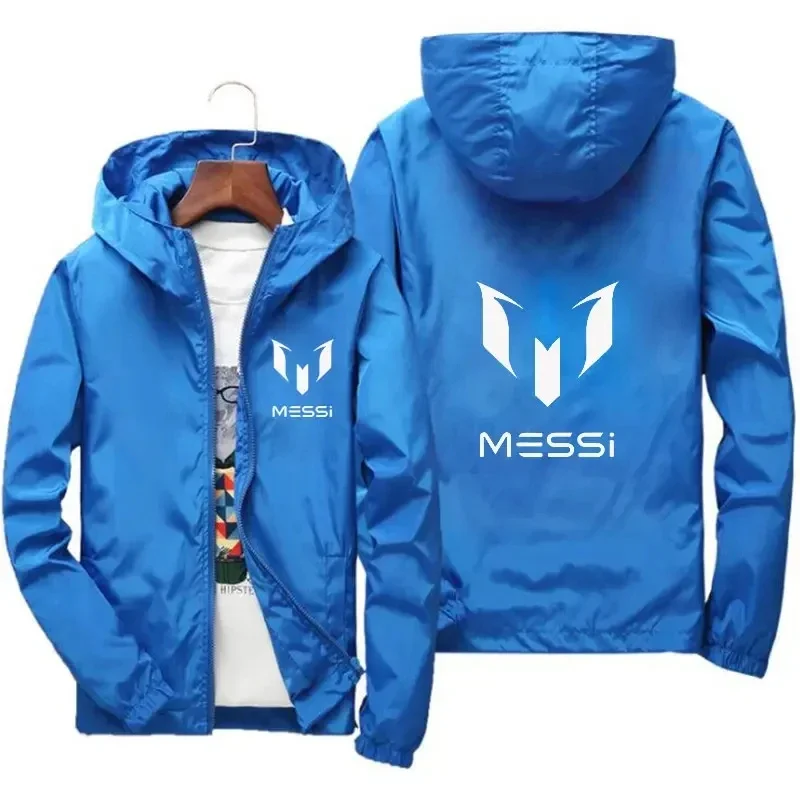 

2026 New Men's Hooded Zipper Coat Messi Printed Outdoor Sports Windproof Casual Jacket