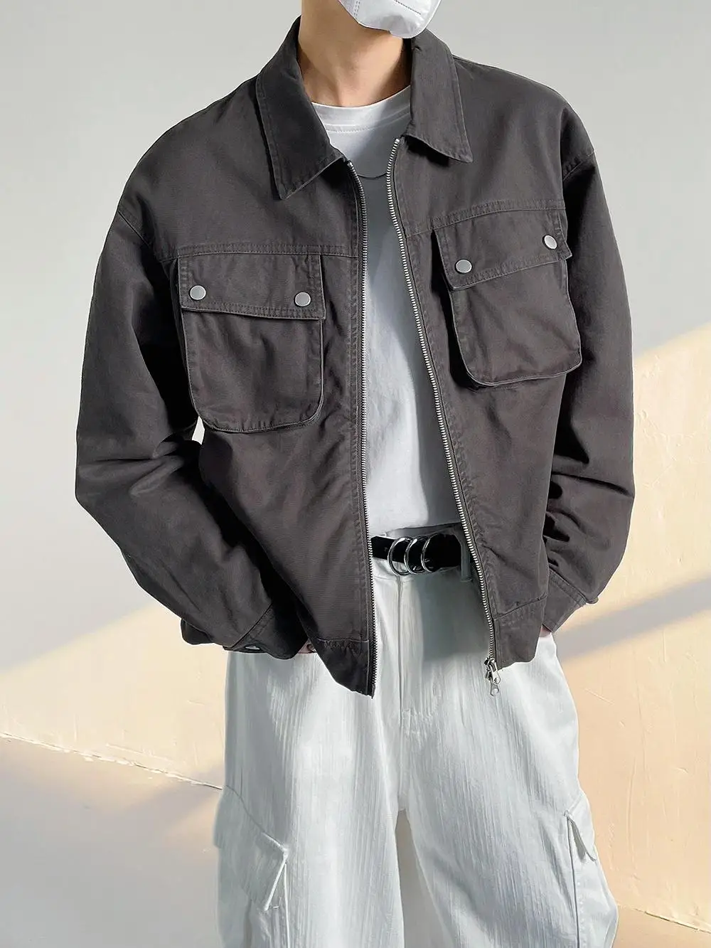 Rétro Vintage ort Jaet hommes coupe ample Sli vêtements de travail printemps automne Faion jeunesse Culture fermeture à glissière vêtements d'extérieur