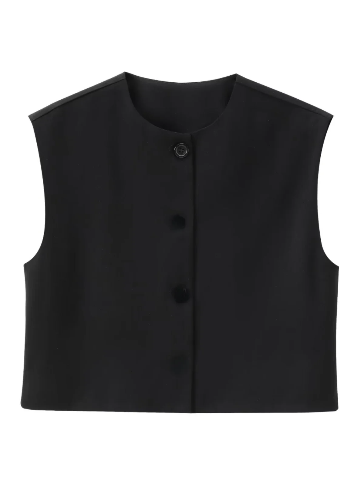 Chaleco redondo Ne para mujer, Top con botones, sensación de gama alta, novedad de verano, cárdigan coreano de fibra de poliéster holgado