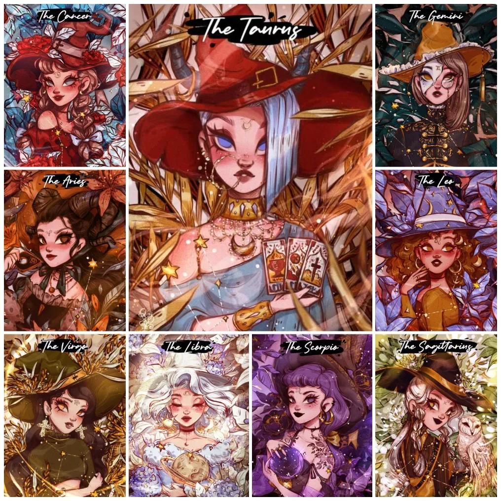 

Dreamy Warm Earth & Purple Tone Blend Tarot Art Jigsaw Puzzle, Dried Leaf & Crystal Orb Mixed Mystic Zodiac Witch Room Decor