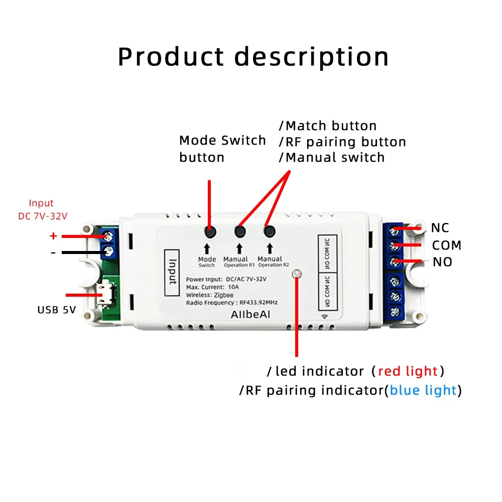 Zigbee Tuya Smart 2CH Switch Module,DC 12V 24V 32V,2 Channel Pulse Relay for SmartThing,Alexa 2MQTT Gateway RF Control