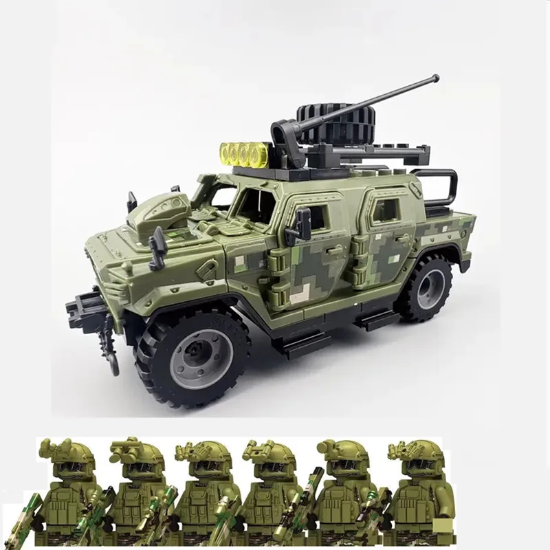 DIY Mini Army soldiers Special forces Figures armored vehicle model building blocks brick kit toy Chirstmas gift