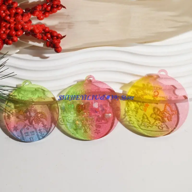 E21F Round Christmas Pendant Silicone Mold Suitable for Earrings Keychains Holiday