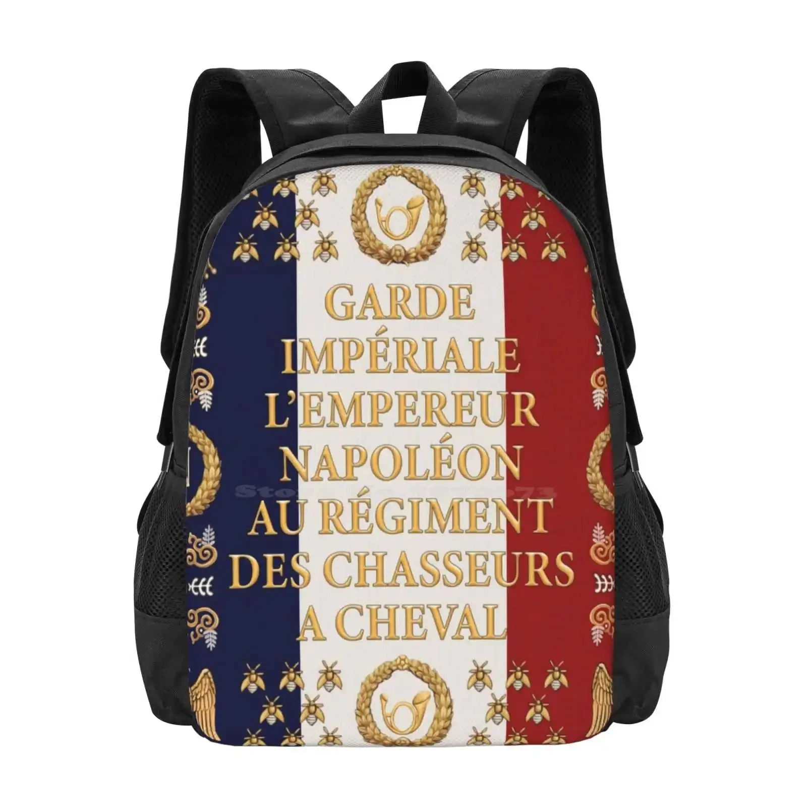 

Napoleonic French Flag Of The Chasseurs A Cheval De La Garde Hot Sale Schoolbag Backpack Fashion Bags Flag Drapeaux Regiment