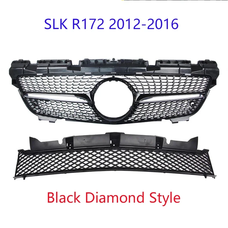 Diamond Front Grille for mercedes R172 SLK Class 2012-2016 SLK200 SLK250 SLK350 Racing Grille not fit SLK63 without emblem