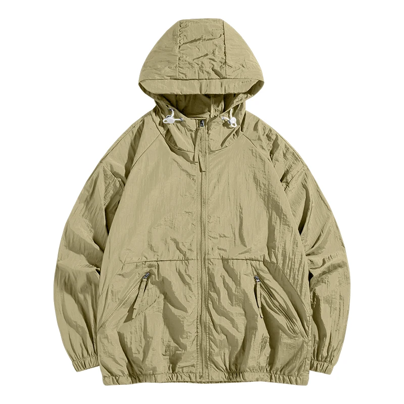 Herren Sommer Sonnenschutz Kleidung modische einfache leichte atmungsaktive Upf50 Haut Kleidung Outdoor Kapuze Wind jacke