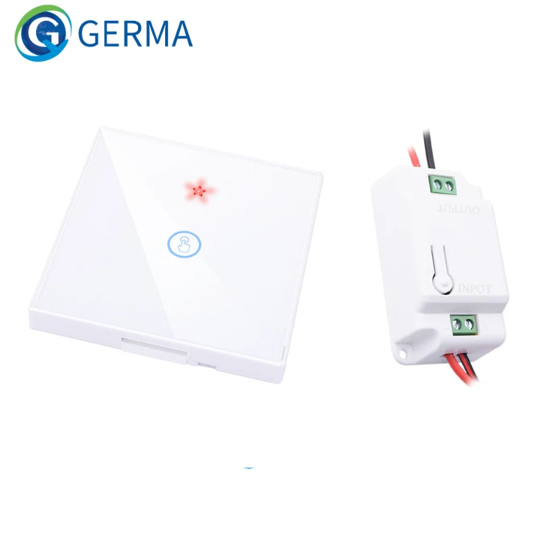 GERMA touch switch, EU standard, white crystal, glass panel, touch switch, Ac220v, 1 set, 1 way, wall light, wall touch screen