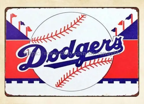 bar accessories and decor 1940s baseball  metal tin sign