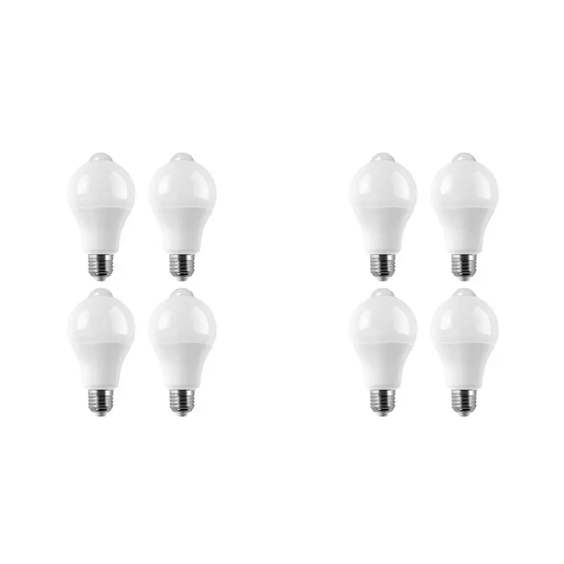 A01F-8PC E27 LED Motion Sensor Bulb LED Lamp PIR Sensor Light Bulb Auto On/OFF Night Light For Porch Stairs Garage Lights 9W