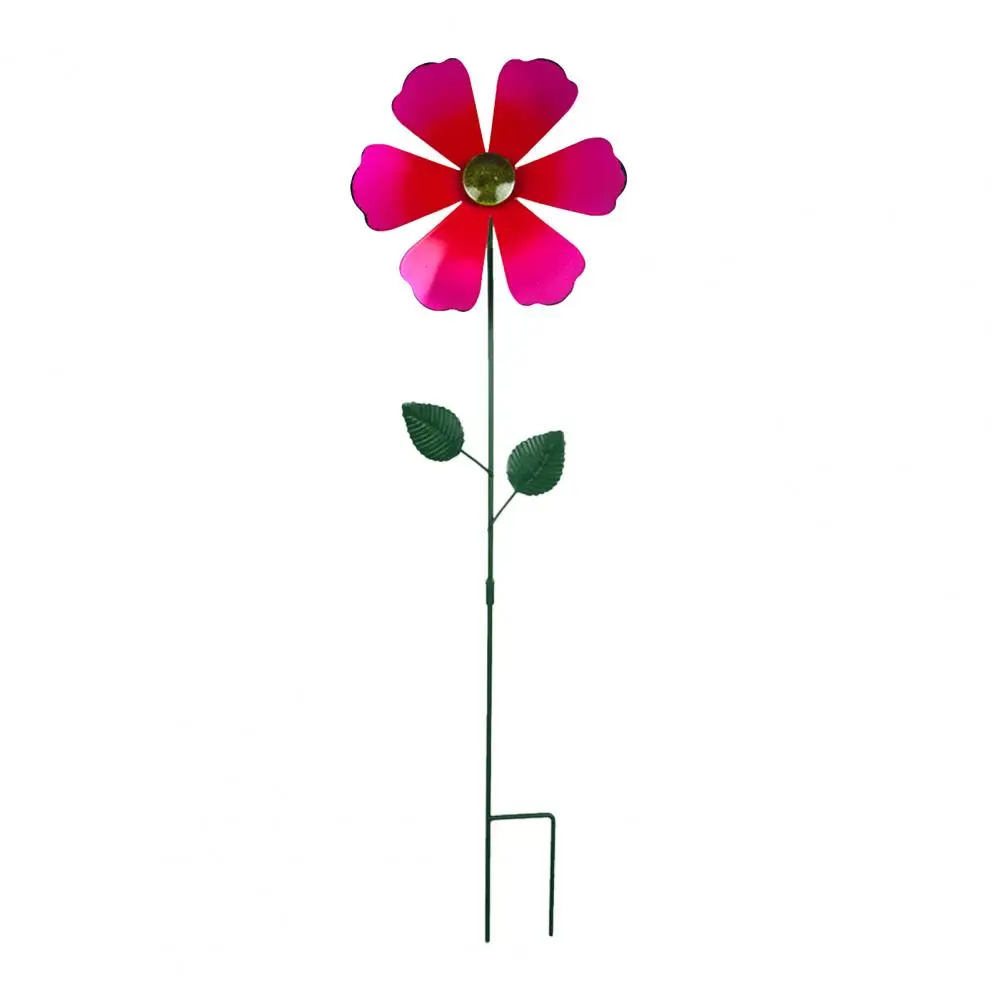 Metall-Windmühlen-Ornament, Blumen-Windspinner, Bunter Metall-Windspinner, Gartenstecker, Blumen-Windrad-Dekoration für den Außenbereich