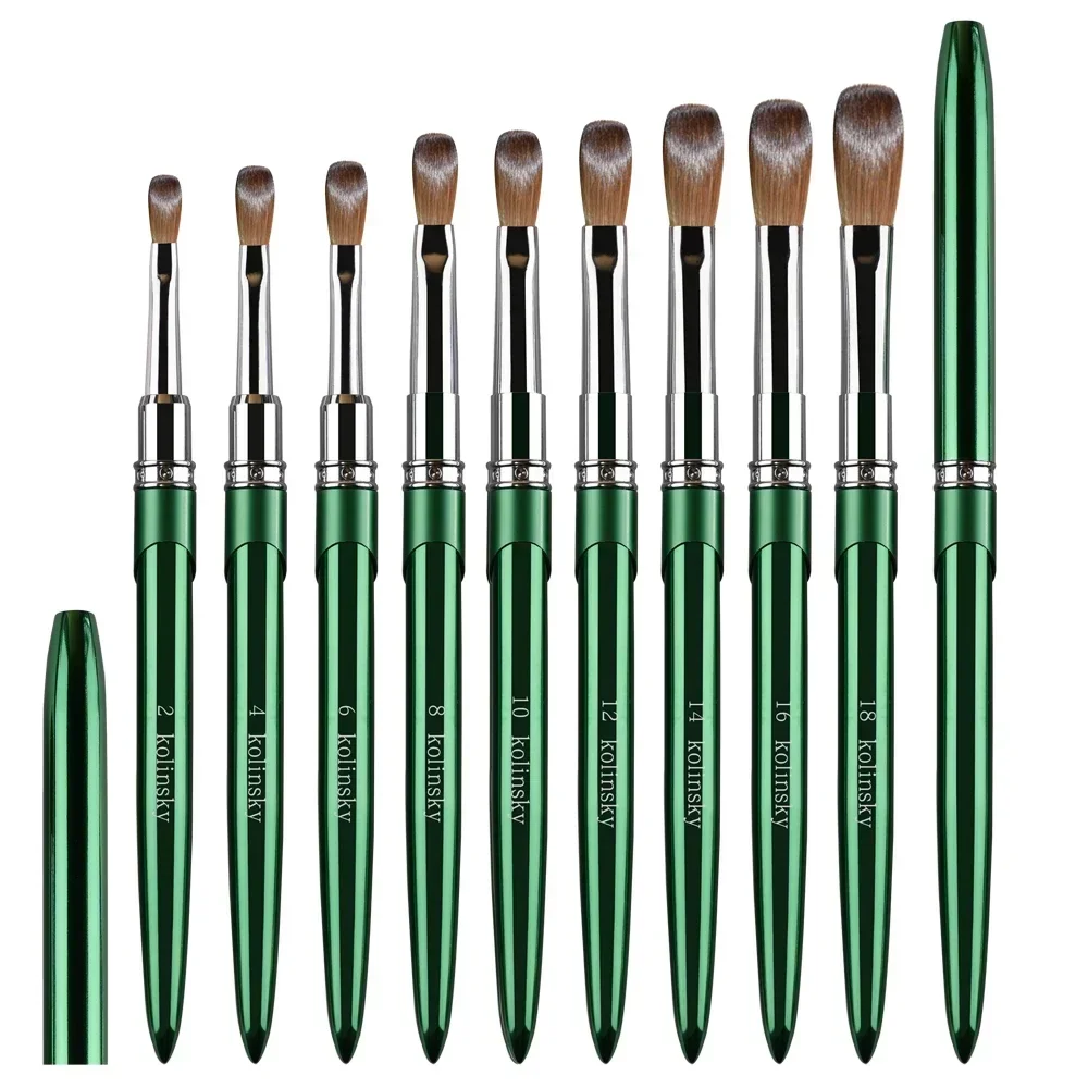 New High Quality Kolinsky Acrylic Nail Brush New Product Metal 100% Pure Kolinsky Brush for Acrylic Nails Sizes 2-18 Nail Tool