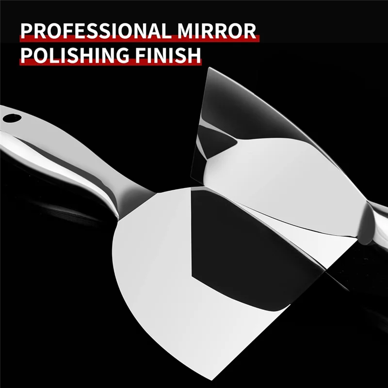 A40Z-Putty Knife Set,4 PCS One-Piece Premium Polished All-Stainless Steel Scraper Tool For Drywall Finishing