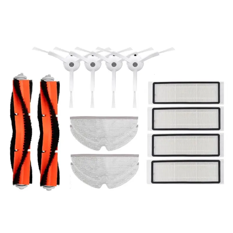 

[33A Tvdae] 14 шт. для Xiaomi Mijia SDJQR01RR 1S / Roborock S50 S55 T6 T7 P50: Сменные основные и боковые щетки для робота-пылесоса