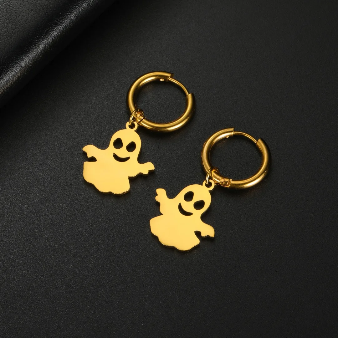 

DUTRIEUX Halloween Ghost Skull Earring Santa Claus Snowflake Ear Studs For Women Girl Men Cute Festival Ear Cuff Ear Decorations