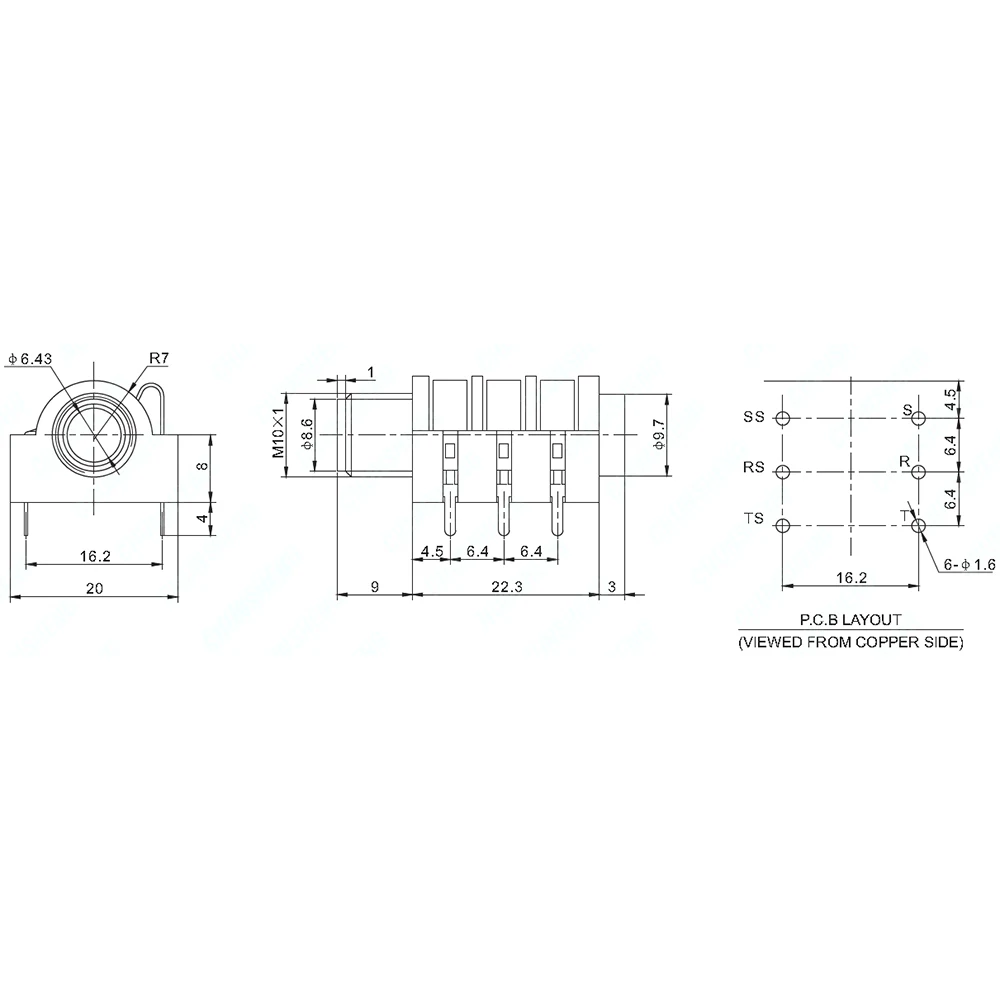 DAIERBUMP 10 Stück PCB-Panelmontage, 6-polig, 1/4 Zoll, 6,35 mm Buchse, Stereo-Kopfhöreranschluss, silbernes Gewinde – Detail 5