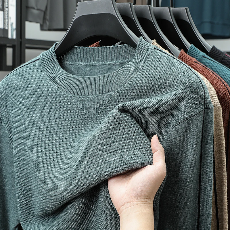 

Luxury Quality Men's Knitted Sweater Solid Color Simple Inverted Triangle Hoodie Autumn Soft Versatile Commuting Trend Menswear