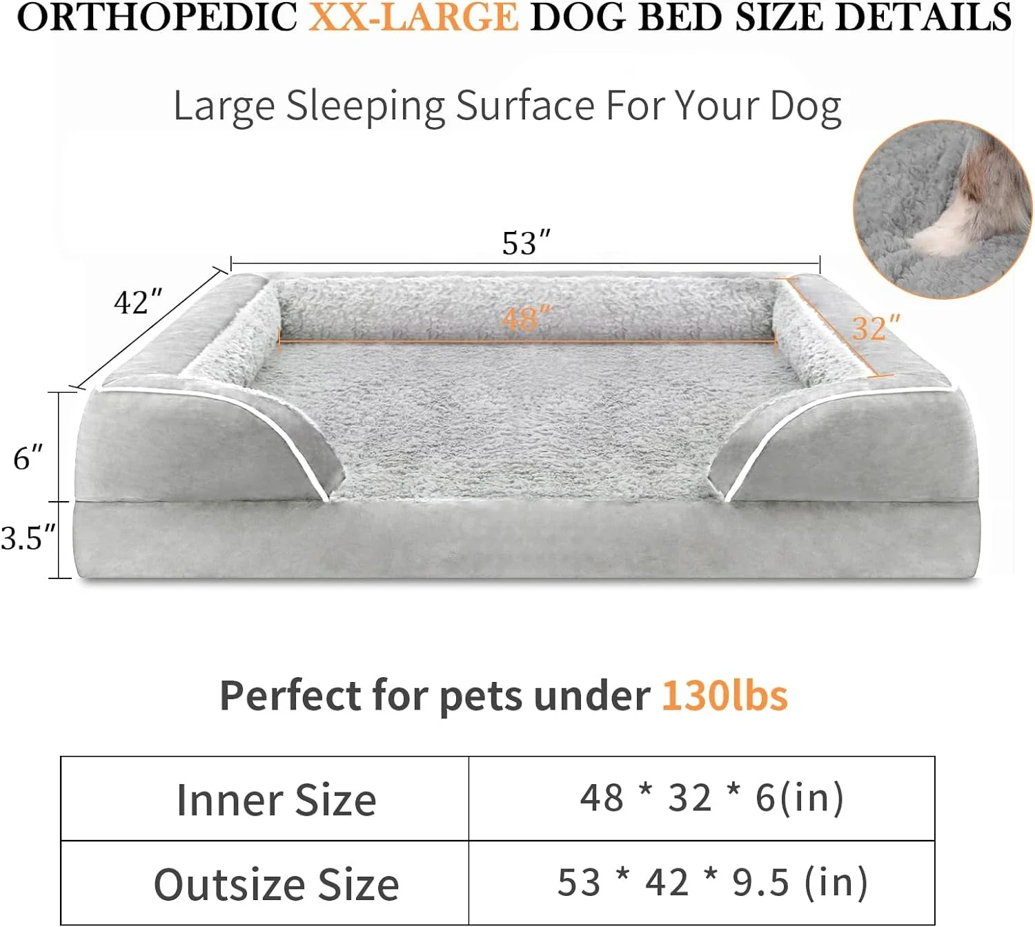 XXL Orthopedic Foam Dog Bed for Extra Large Dogs Waterproof Washable Sofa Removable Cover Non-Slip Bottom Custom Packing Pet Bed